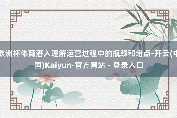 欧洲杯体育潜入理解运营过程中的瓶颈和堵点-开云(中国)Kaiyun·官方网站 - 登录入口